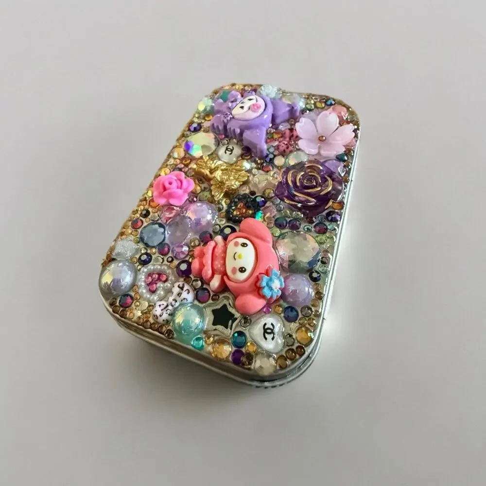 Handmade Tin Pill Box Melody Kuromi Kawaii Decoden Junk Case Style Trinkets